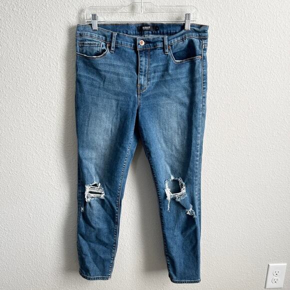 Hudson Tally Skinny Jeans Women's 31 Mid Rise Crop Distressed Medium Wash Casual - Picture 1 of 7